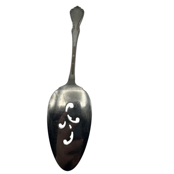 Oneidacraft Deluxe Stainless Steel Pierced Serving Spoons Spatchula Set Of 2 - Picture 3 of 8